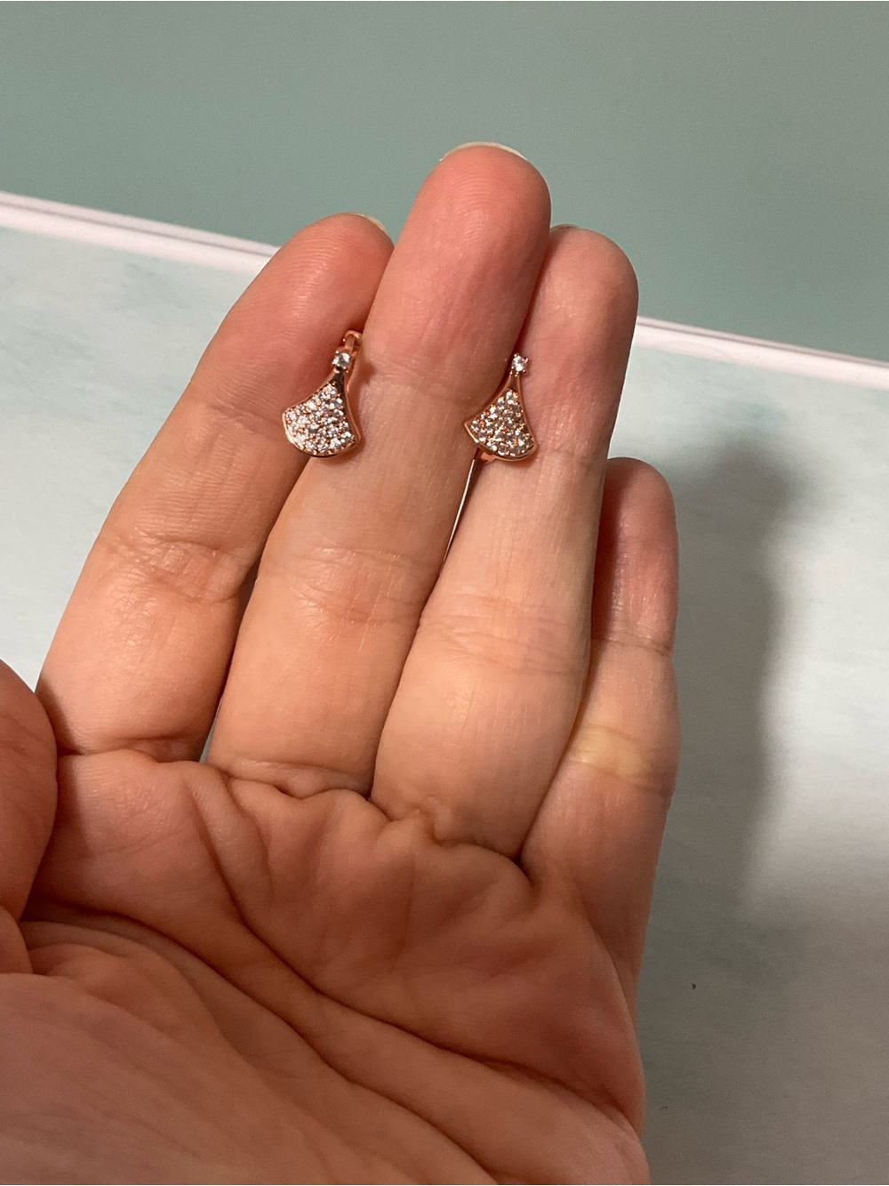 Rose Gold Crystal Fan Drop Earrings - Women's Jewelry